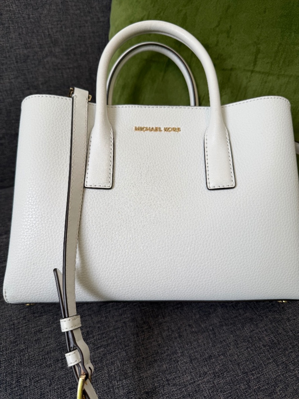 White leather purse
